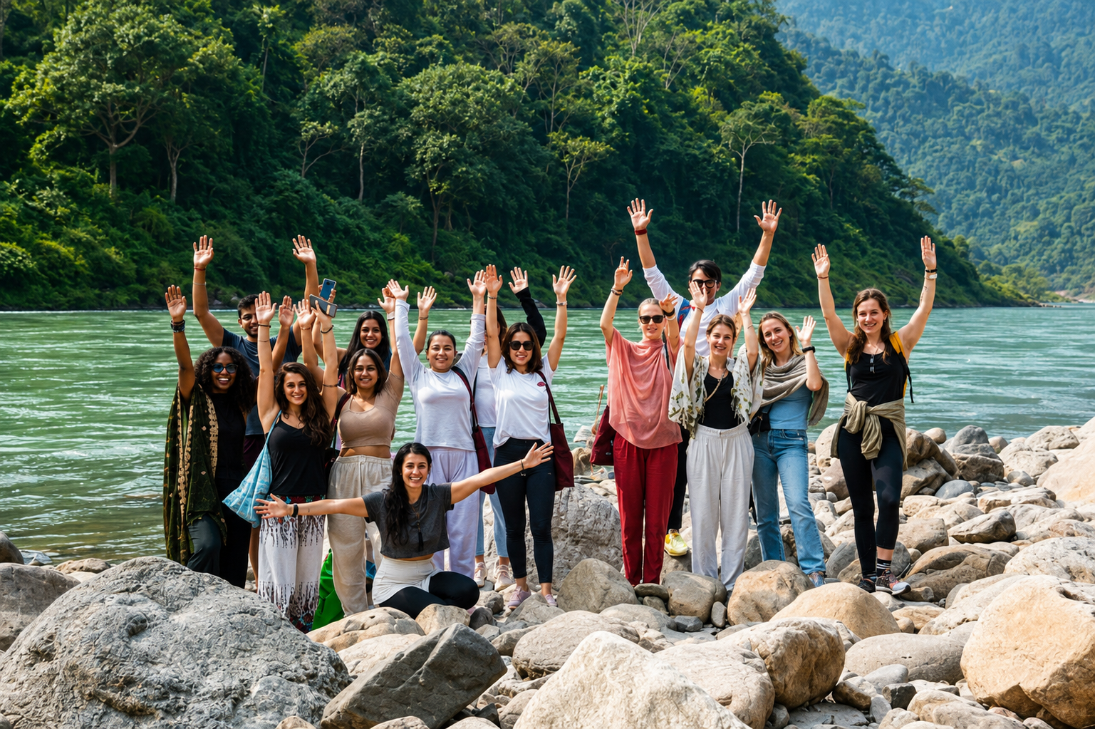 Meditation and yoga beside the Ganga